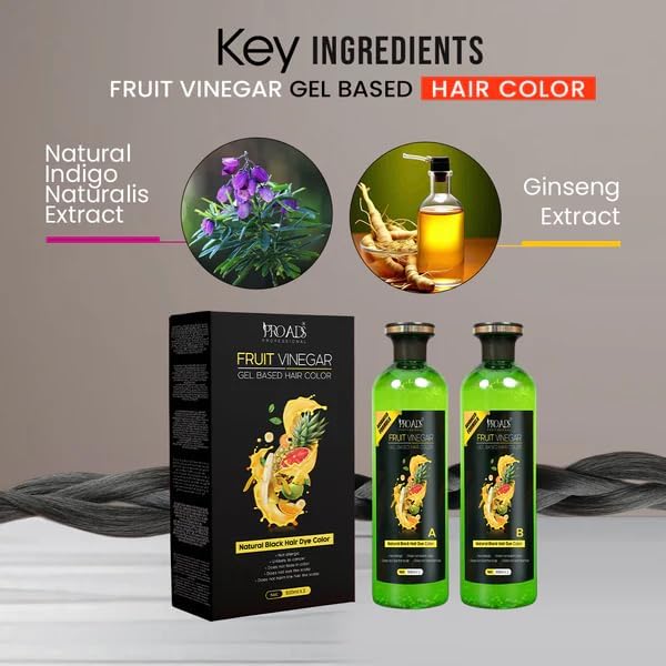 PRu. ADS Fruit Vinegar Hair Gel Color/Black color. (2 * 500 ml)
