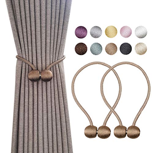 ATUBACK 4 Pack Window Curtain Tiebacks Strong Magnetic Woven Rope Holdbacks for Home Office Hotel