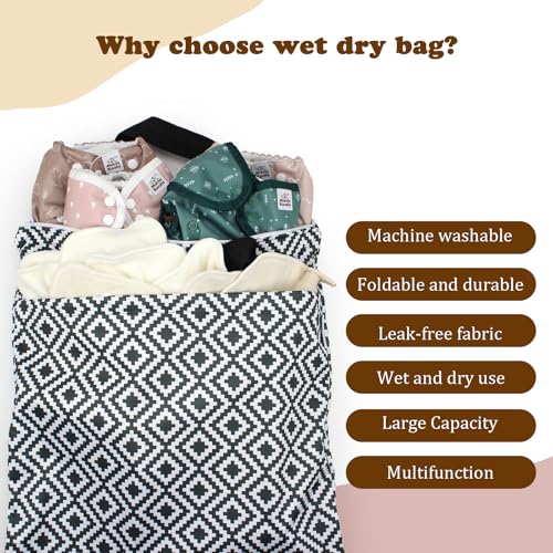 Image of Mama Koala Reusable Hanging Wet Dry Bags for Baby Items, Cloth Diapers, Swimsuits, Travel, Gym Clothes, Beach, Pump Parts, Toiletries, Two Zippered Pockets, 2 Pack (W007L)