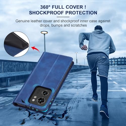 Image of Jasonyu Flip Wallet Case for Motorola Edge (2023),Blue