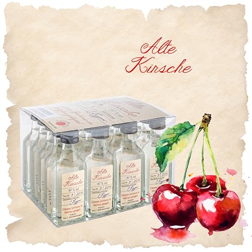 Alte Kirsche Obstbrand - 20 x 20 mL Exquisiter und milder Schnaps, im Holzfass gelagert, 41% - Entdecken Sie den Premium-Genuss der ALTE Linie aus Deutschland!