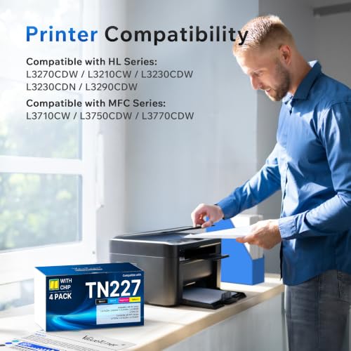 Image of TN227 TN-227BK /C /M /Y High Yield brother 4 Pack TN227 Toner TN227BK | TN-227 TN227 Brother Toner to use with Brother HL-L3270CDW MFC-L3770CDW HL-L3290CDW HL-L3230CDW MFC-L3750CDW Printer
