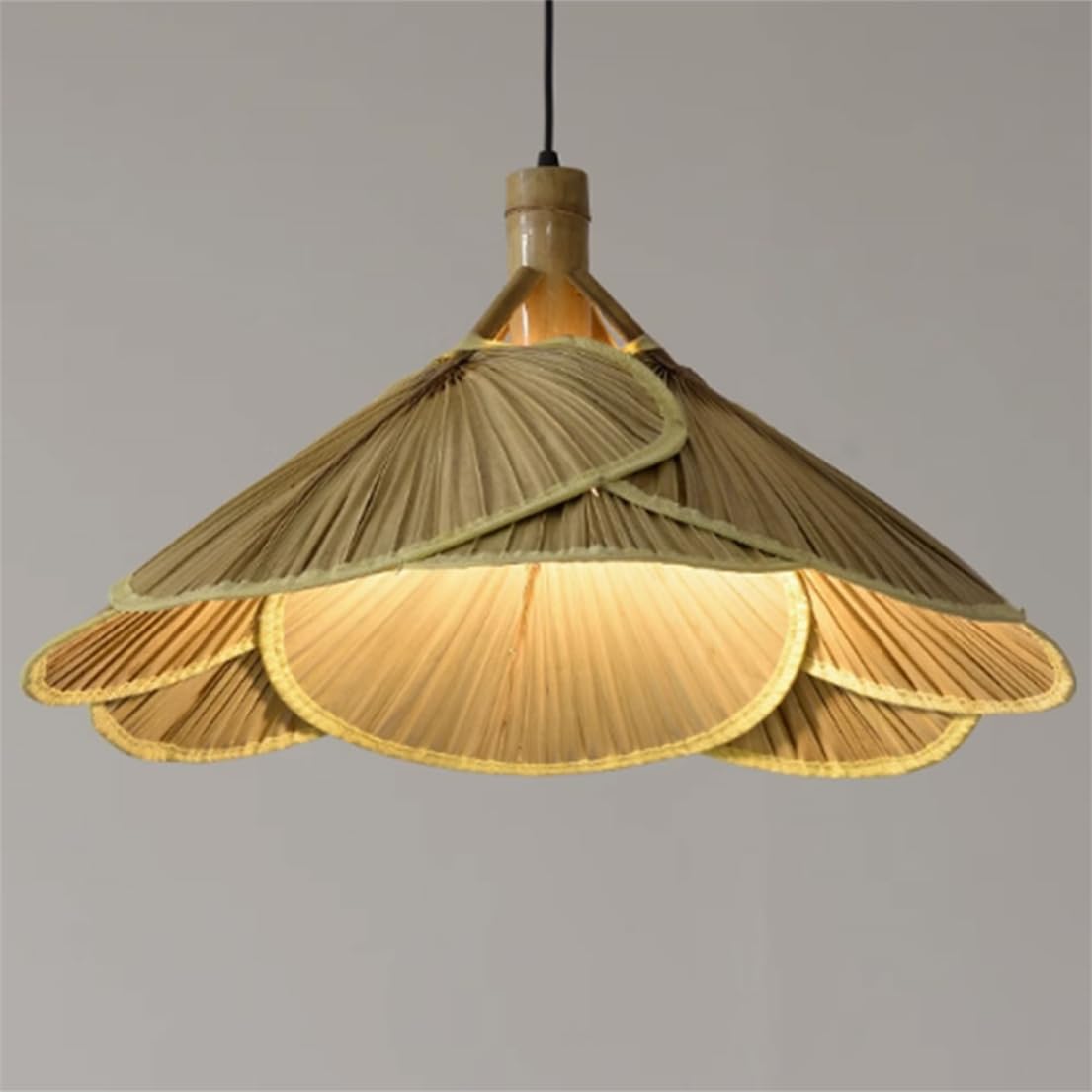 CSSYKV Coastal Beach Chandelier 23.6'' Large Rattan Weave Hanging Lamp Shade Farmhouse Foyer Ceiling Lamp Fixtures Rattan Cage Lamp Shade for Living Room Dining Room Bar Cafe (Hat Shape)