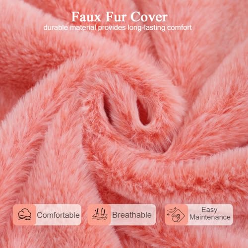 COMAX 4-in-1 Futon Sofa Bed, Queen Size Foldable Couch with L-Shaped Armrests, Convertible Sleeper Chair Bed, Comfortable Lounge Mattress for Living Room and Bedroom, Snow Orange
