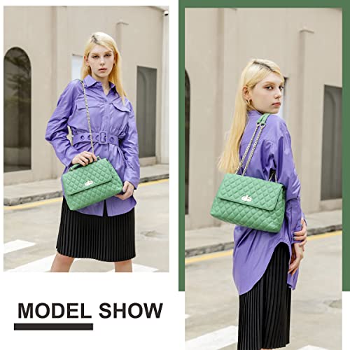 Image of ER.Roulour Quilted Crossbody Bags for Women, Trendy Roomy Shoulder Handbags with Flap Gold Hardware Chain Purses Shoulder Bag