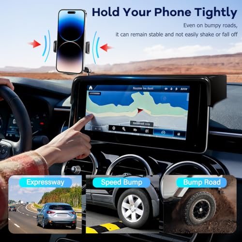 Image of Car Phone Holder Compatible with Mercedes-Benz C-Class 2019-2021 /GLC-Class 2020-2022 Accessories 10.25-Inch Screen Fixed Clip, Cell Phone Mount with Dash Organizer Tray Hands-Free 360 Rotation