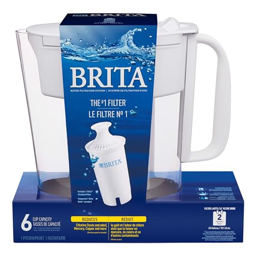 Brita Water Filter Pitcher for Tap and Drinking Water with 1 Standard Filter, Lasts 2 Months, 6-Cup Capacity, BPA Free, White - image 8