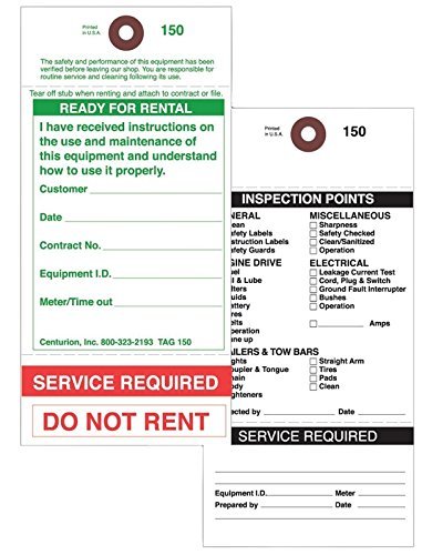 CENTURION Tag with Plastic Loop, Office Adhesive Accessory, Ready-to-Rent (TAG150PT1)