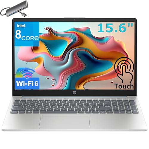 Image of HP 15.6" Touchscreen Laptop Computer for Home, 16GB DDR4 RAM, 512GB PCIe SSD, Intel Octa-Core Processor, FHD, WiFi 6, Bluetooth 5.4, Numeric Keypad, HDMI, Moonlight Blue, Windows 11 Home, 8 in 1 Hub