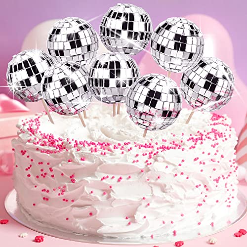Tessco for You 40 Pcs Mini Disco Ball Cake Toppers Silver 1.18'' Small Disco Balls Cupcake Picks for 70s Themed Party Birthday Wedding Easter Decor by Tessco for you - Image 5
