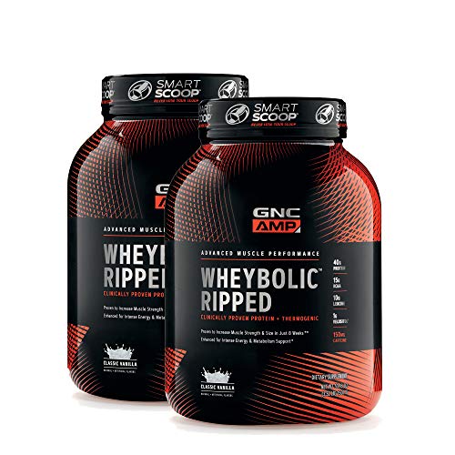 GNC AMP Wheybolic Ripped Whey Protein Powder - Classic Vanilla, Twin Pack, 22