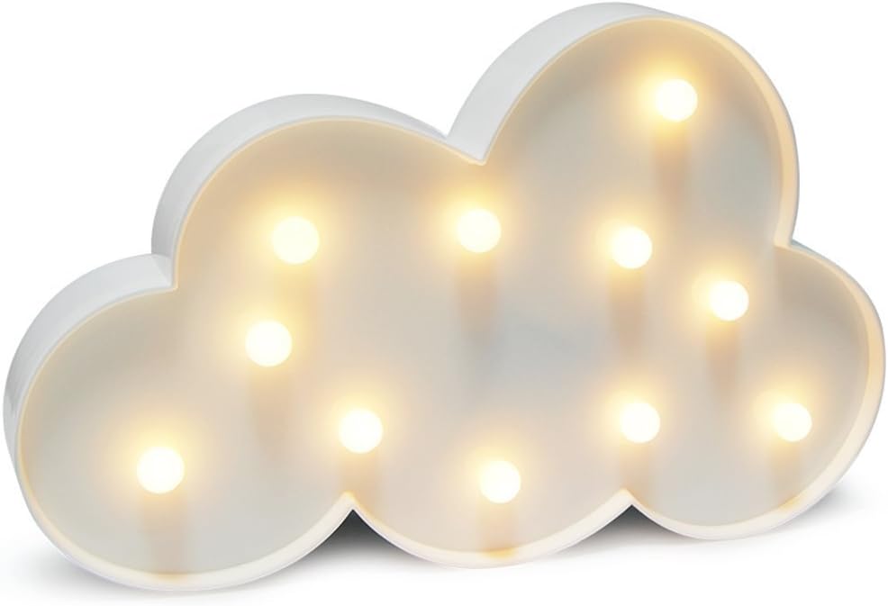 Glintee Cloud LED Night Light Table Lamp for Party Birthday Wedding Atmosphere,Battery Operated Decorative Marquee Signs Light Nursery Lamp for Bedroom and Wall Decoration(Cloud)