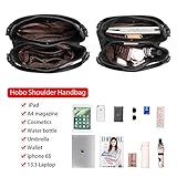Realer Handtasche Damen Shopper Groß Vintage Umhängetasche Damen Gross Lederimitat Tasche Damen Frauen Schultertasche für Alltag Büro Schule Ausflug Einkauf Schwarz