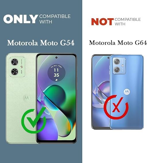 Image of Jkobi Lifetime Anti-Yellow MagSafe Compatible Clear Back Cover Case for Motorola Moto G54 (Sleek Hard Crystal | Shockproof and Camera Protection)