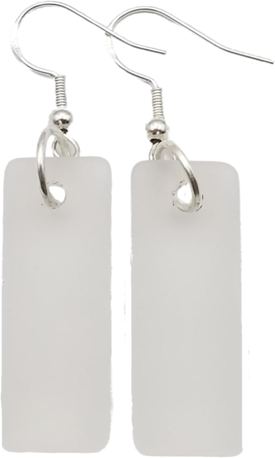 Handmade in Hawaii, Minimalist design, Rectangle Sea Glass Earrings, (Hawaii Gift Wrapped, Customizable Gift Message)