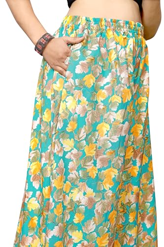 Image of Viscose Rayon Flared Printed Plazzo Palazzo Pants, Loose /Relaxed Fit Regular, Office Wear, Casual Wear Comfortable, Trouser Pants for Girls & Women Black Kerri Design (S to 3XL Size)