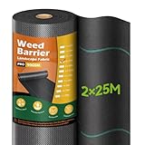 iropro 2m x 25m Toiles de Paillage, 50㎡ Geotextile, Bache Anti Mauvaises...