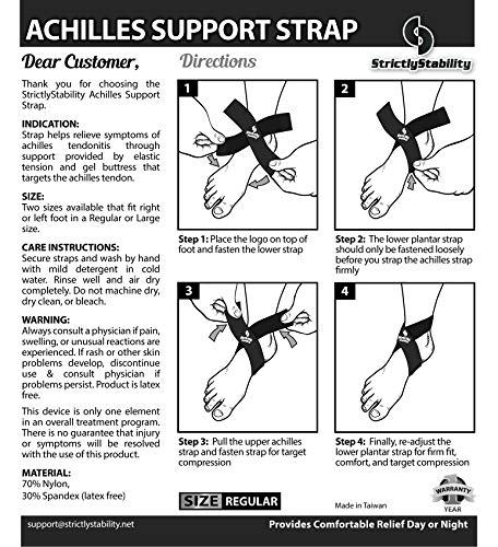 StrictlyStability Achilles Tendonitis Support Strap Brace (Regular)