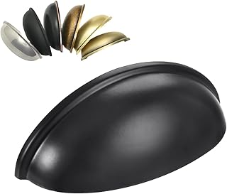 HOMOTEK 12 Pack Drawer Bin Cup Pulls Dresser Pulls for Cabinets Matte Black - 3 Inch Hole Centers Furniture Handles,Kitchen Cabinet Hardware