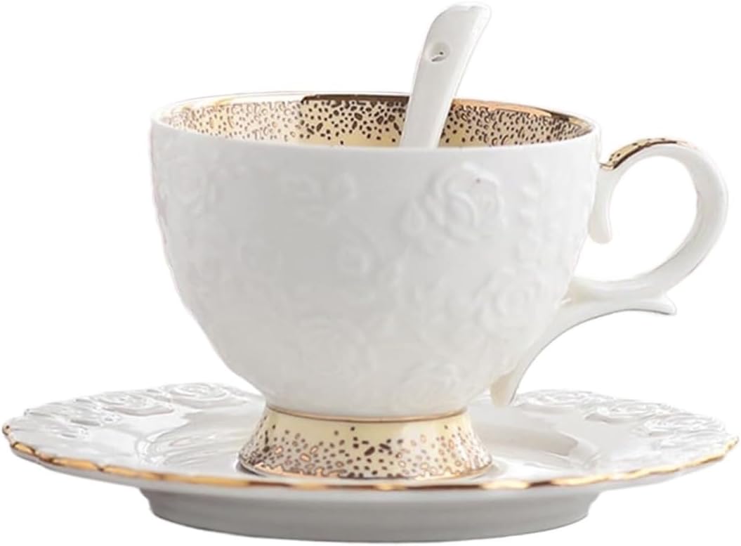 Ceramic Coffee Cup Saucer Spoon Set,Coffee Cups,Porcelain Tea Cup Coffee Mug Ceramic Cups And Saucers Coffee Set Tea Set Coffee Cup Solid Color Afternoon Tea Cup Set(Style 3)