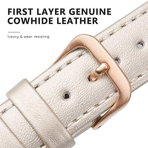 Swees Genuine Leather Band Compatible For Iwatch 38Mm 40Mm 41Mm, Narrow Soft Dressy Stylish Elegant Bling Rivet Stud Bands Strap Compatible For Iwatch Series 7,6, 5, 4, 3, 2, 1 Sports & Edition Women, Champagne #TOP2