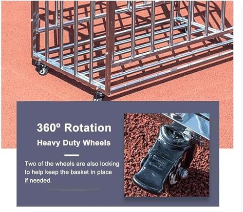 Large Stainless Steel Sports Ball Storage Cart with Lid & Wheels, Stackable Ball Organizer for Easy Storage & Transport of Sports Equipment