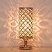 HAITRAL Gold Crystal Table Lamp - Vintage Nightstand Gold Lamp with Clear Crystal Beads Lampshade Metal Base Stylish Decorative Lamps for Bedroom, Living Room, Dresser, Nightstand （BD017G)