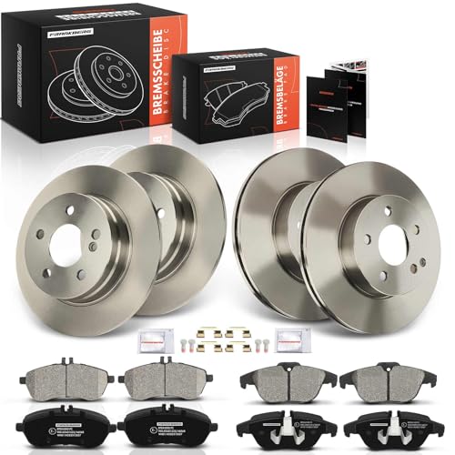 Frankberg Brake Kit incl. 4x Brake Disc + 8x Brake Pad Front Rear Compatible with C-Class S204 C204 W204 1.6L-2.2L 2007-2014 Replace# 0054200720, 0054200820