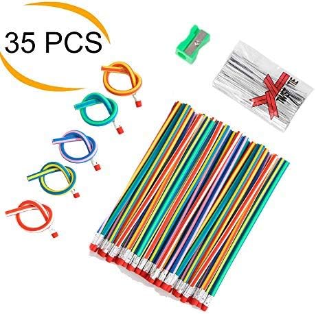 35 Pieces Flexible Bendy Soft Pencils Colorful Magic Pencils for Kids Class Party School Fun Equipment