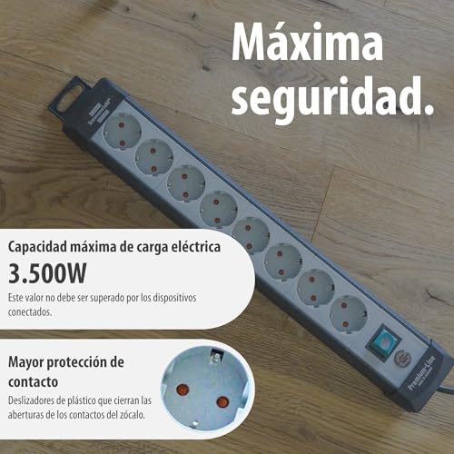 Regleta de 8 tomas Brennenstuhl con cable de 3m e interruptor negro 7