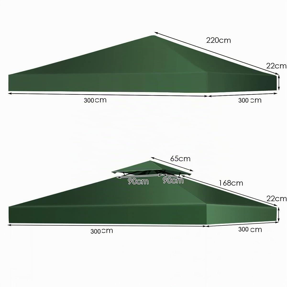 GYMAX Gazebo da Esterno Impermeabile Tendone da Giardino per Campeggio, Copertura a Doppio Strato 300x300cm (Verde)