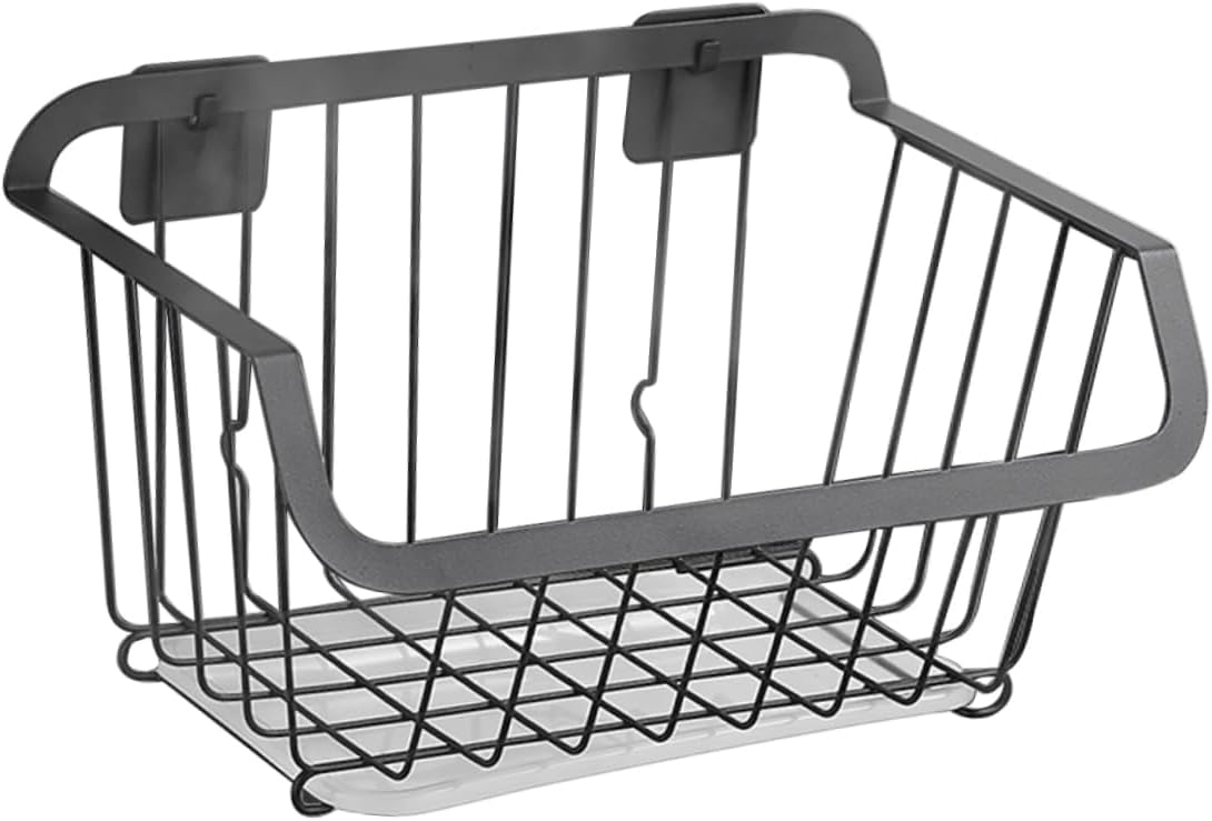 Alipis 1pc Hanging Steel Fruit Basket Drain Tray Punch Design for Kitchen Storage Multi-functional Wall-mounted Vegetable Organizer Sturdy Resistant Space-saving