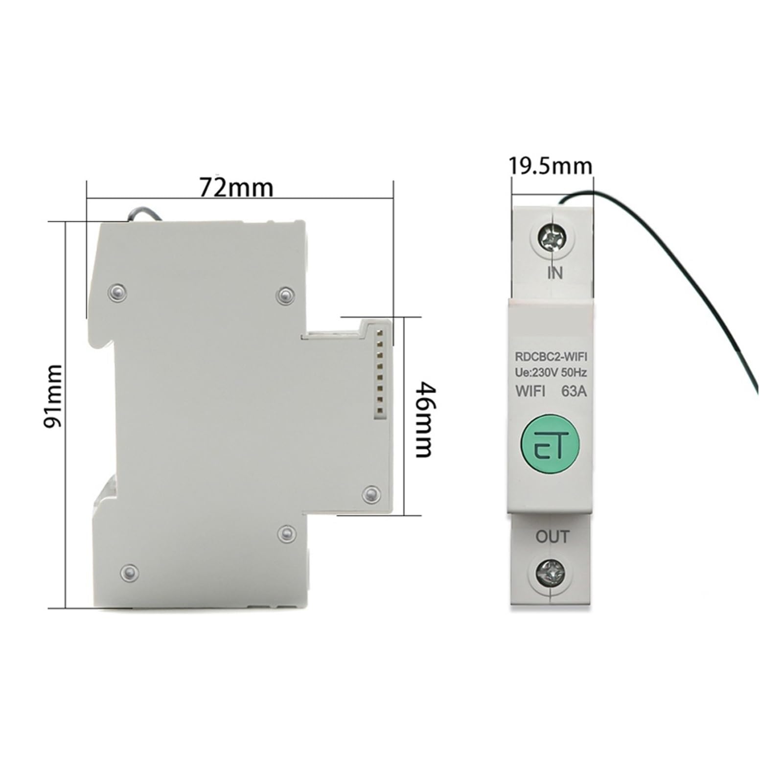 Interruptor Automático, Medidor de energía inteligente con carril Din 1P, consumo de energía, medidor de KWh, interruptor de circuito, voltímetro de relé for hogar inteligente (20A)