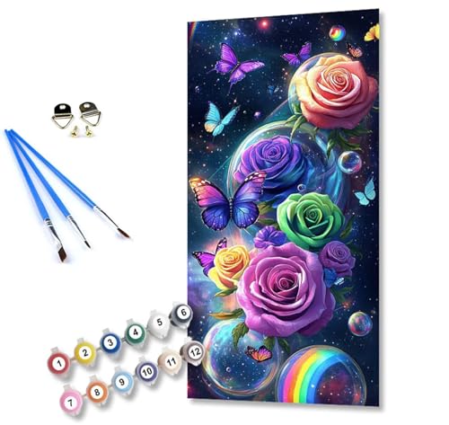 Peinture par numéro adulte fleur et papillon 180x90cm kit complet de peinture acrylique DIY