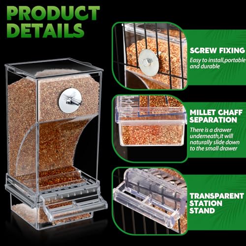 Yaomiao 4 Pcs No Mess Small Bird Feeders Automatic Parakeet Water Dispenser Clear Quail Feeder and Watered Cage Accessories for Small and Medium Parakeet Cockatiel Canary(Assorted,Transparent) - Image 2
