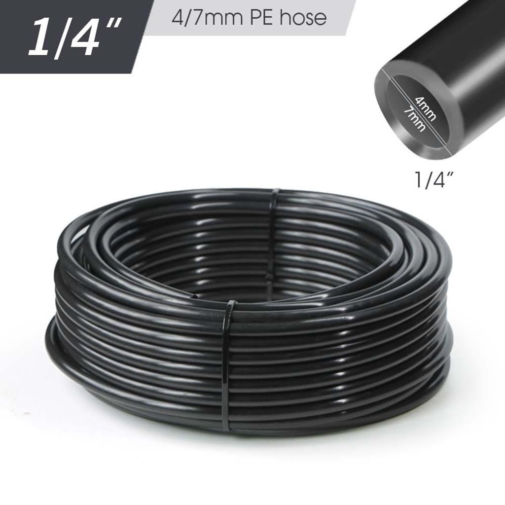 Manguera De PE For Riego por Goteo, Bricolaje, 1/4 "-1/2", 5-50m, Riego De Jardín | Tubo flexible, resistente a los rayos UV y a los ácidos, de -40 °C a 80 °C.(1/2,50m)