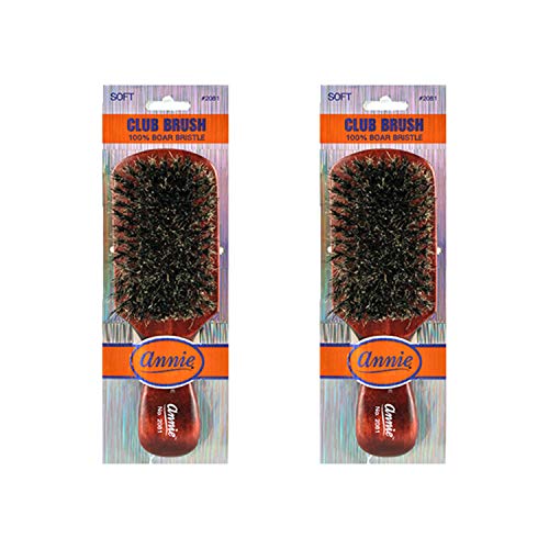 2-PACK ! ANNIE Military 100% Boar Bristle Club Brush, Pure Boar Bristle Brush, Beard Brush (Soft)