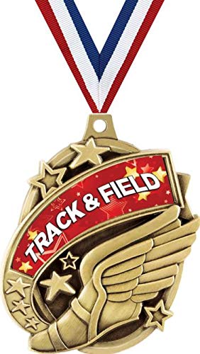 Crown Awards Track & Field Medals - 2" Kudos Winged Foot Track and Field Award Medal Gold