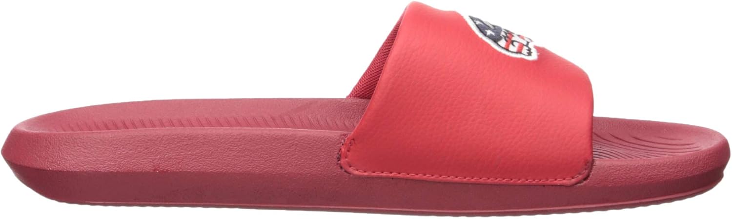 Lacoste Men's Croco Slide Sandals 7 Red/Navy/White