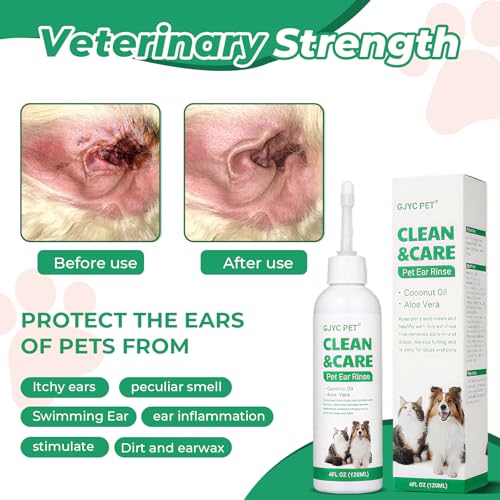 120ml Ohrenreiniger für Hunde,Sanfte Ohrenpflege für Hunde,wirkende Ohrenpflege für Hunde,Hund Ohrentropfen stoppen Ohren Juckreiz,Haustier Ohrreiniger für Hunde und Katzen
