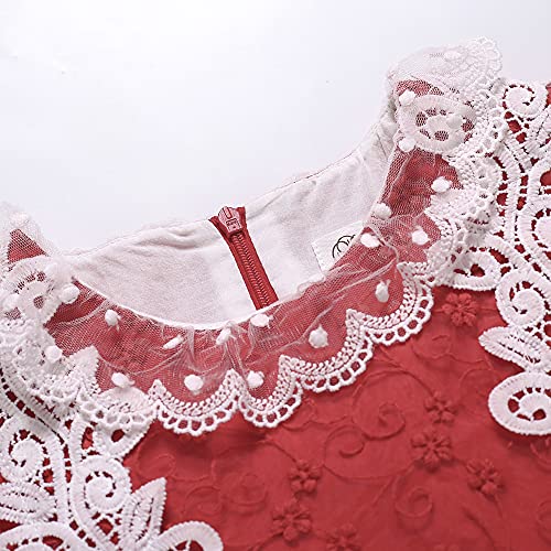 Pettigirl Children Girls Autumn Winter Elegant Red Christmas Long Sleeve Lace Clothing Toddler Cute Party Fancy Dresses3