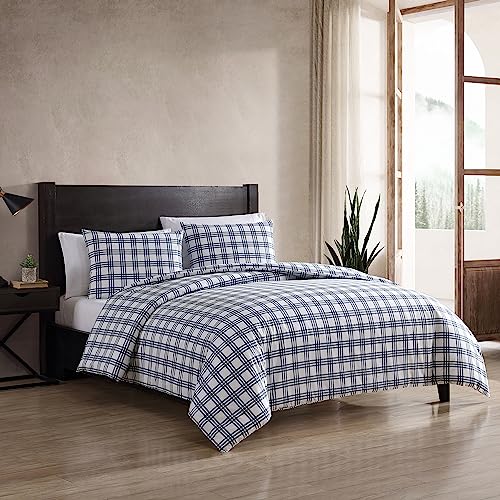 Image of Eddie Bauer- King Duvet Cover Set, Cotton Bedding Set with Matching Sham(s), Casual Home Decor (Basic Plaid Navy, King)