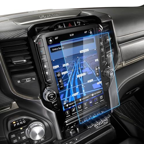 Image of 2019-2025 2026 Ram 1500 2500 3500 Screen Protector 12 inch for Dodge Ram (Laramie /Rebel /RHO /Limited /Limited Longhorn /TRX) Uconnect 12-inch Touchscreen, 9H Tempered Glass 2025 2026 Ram 1500 Accessories