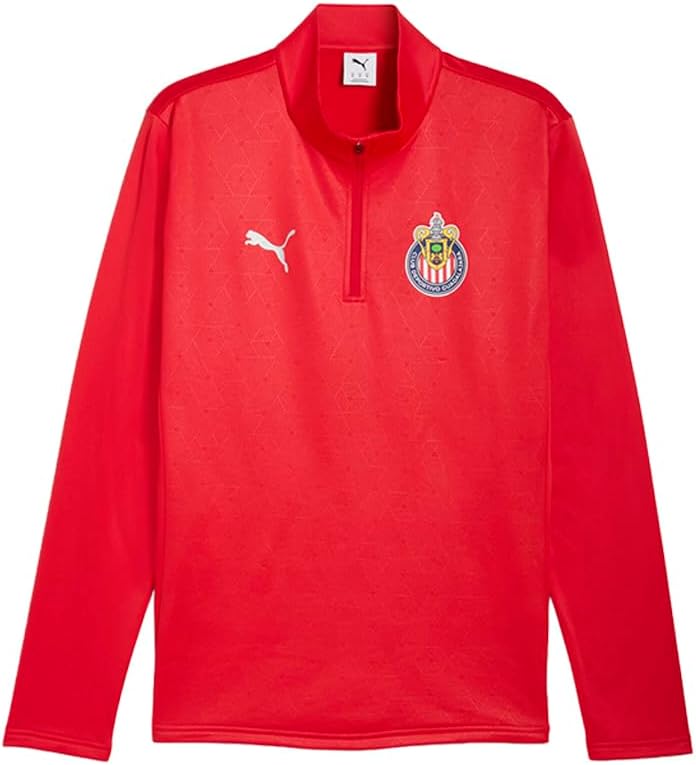 PUMA Mens Chivas Warm Long Sleeve Quarter Zip Casual Tops Casual - Red