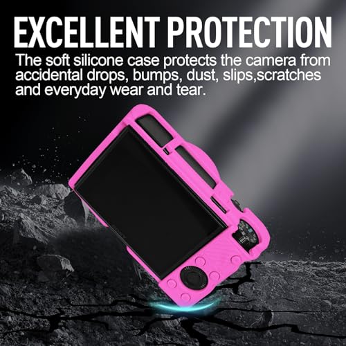 Image of Easy Hood Case for Sony DSC-RX100 IV V VI VII DSLR Camera, Silicone Camera Case Lightweight Soft Carrying Cover with Removable Lens Cover (Hot Pink)