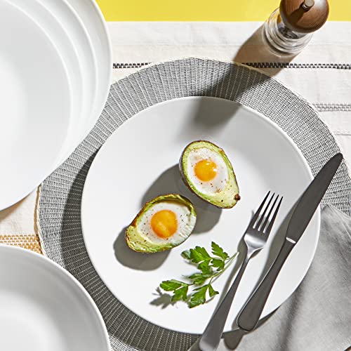 Image of Corelle Vitrelle 4-Pieces 10.25 inch Glass Dinner Plates Chip & Crack Resistant Glass Dinnerware Set Plates, Winter Frost White