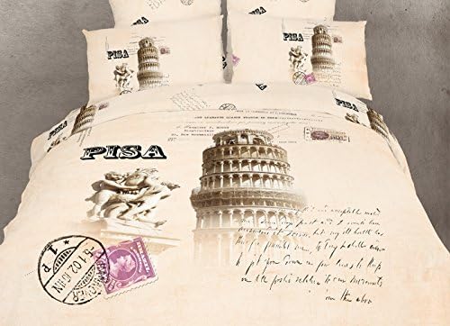 Dolce Mela DM494T 4-Piece Novelty Dorm Room Bedding Duvet Cover Set, Twin, Pisa, Off-White image 2