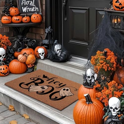 Lanpn Halloween Welcome Natural Coir Door Mat, Ghost Coco Front Door Outdoor Doormat Outside Entrance Porch Non Slip Rubber Rug Autumn Thanksgiving Farmhouse Decor 76x43cm - Cosy Home Interiors Lanpn Halloween Welcome Natural Coir Door Mat, Ghost Coco Front Door Outdoor Doormat Outside Entrance Porch Non Slip Rubber Rug Autumn Thanksgiving Farmhouse Decor 76x43cm - Image 4