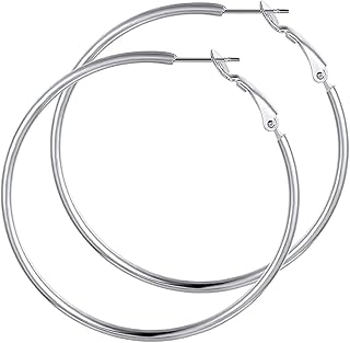 حلقان دائرية كبيرة، مجوهرات حلقية للنساء (لون فضي), one size, ستانلس ستيل, بدون أحجار كريمة