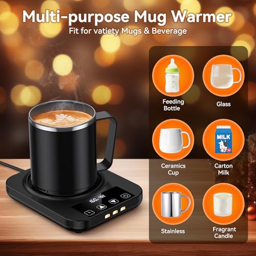 Image of Coffee Mug Warmer & Mug Set for Desk, Electric Coffee Cup Warmer with 16oz Heated Mug, Temperature Control Smart Coffee Heater with Auto Shut Off & 9 Temp Settings, Gifts for Men Women, Black